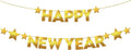 Gold Happy New Year Banner, 10 Feet, Pre-Strung