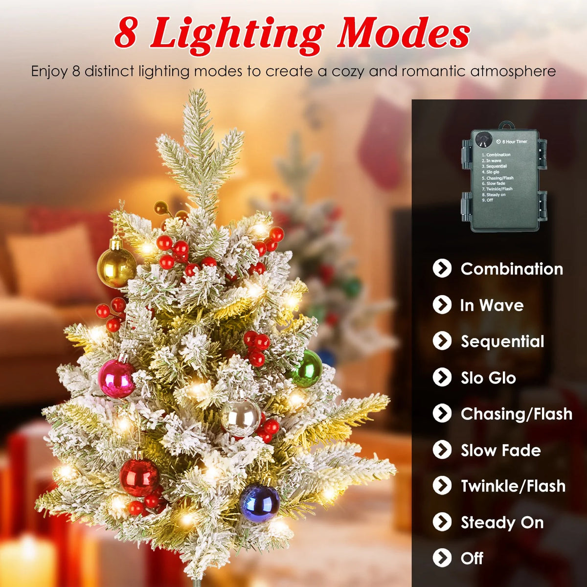 Lighted Christmas Tree Urn Fillers with Berries, Set of 2
