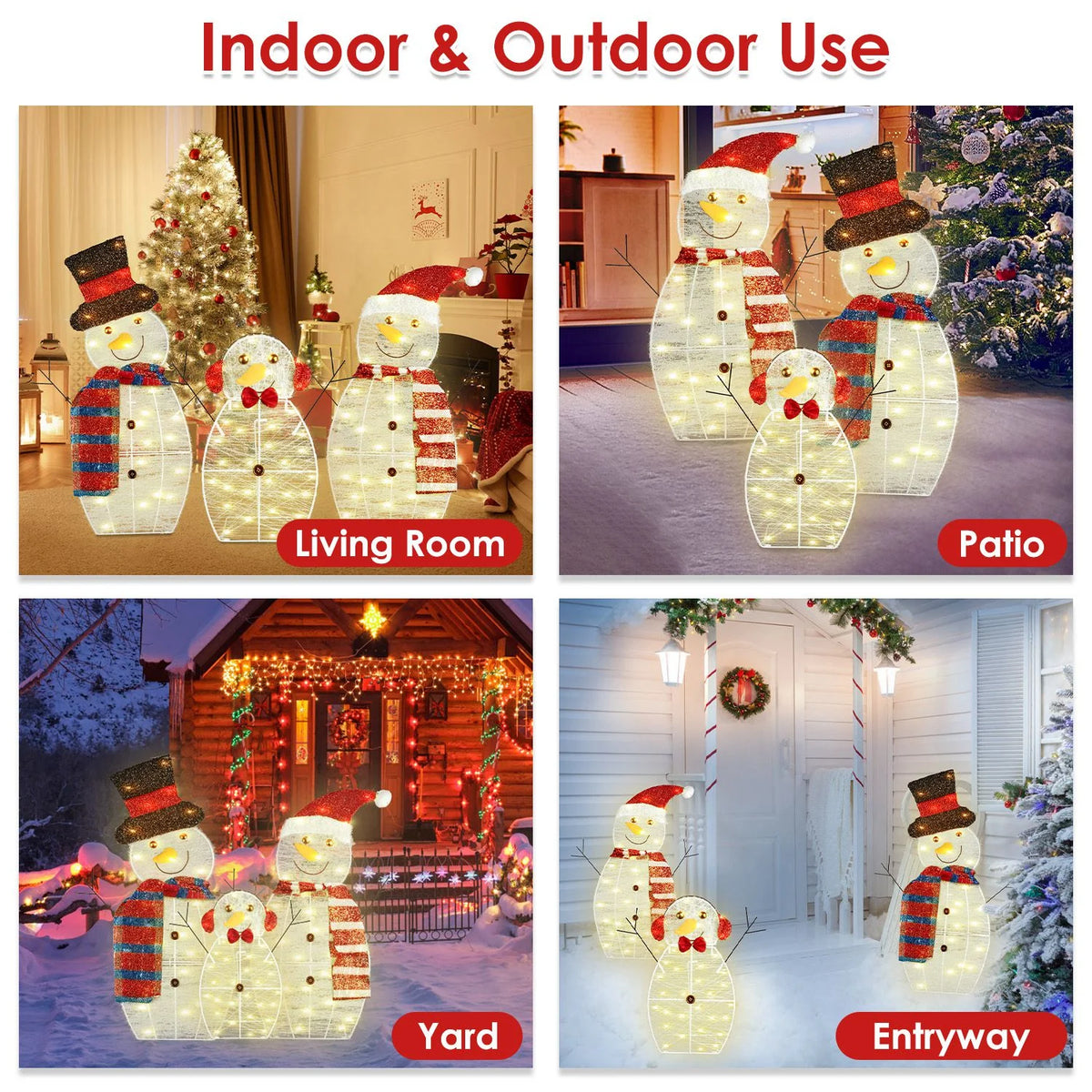 Lighted Snowman Family Yard Decoration, Set of 3