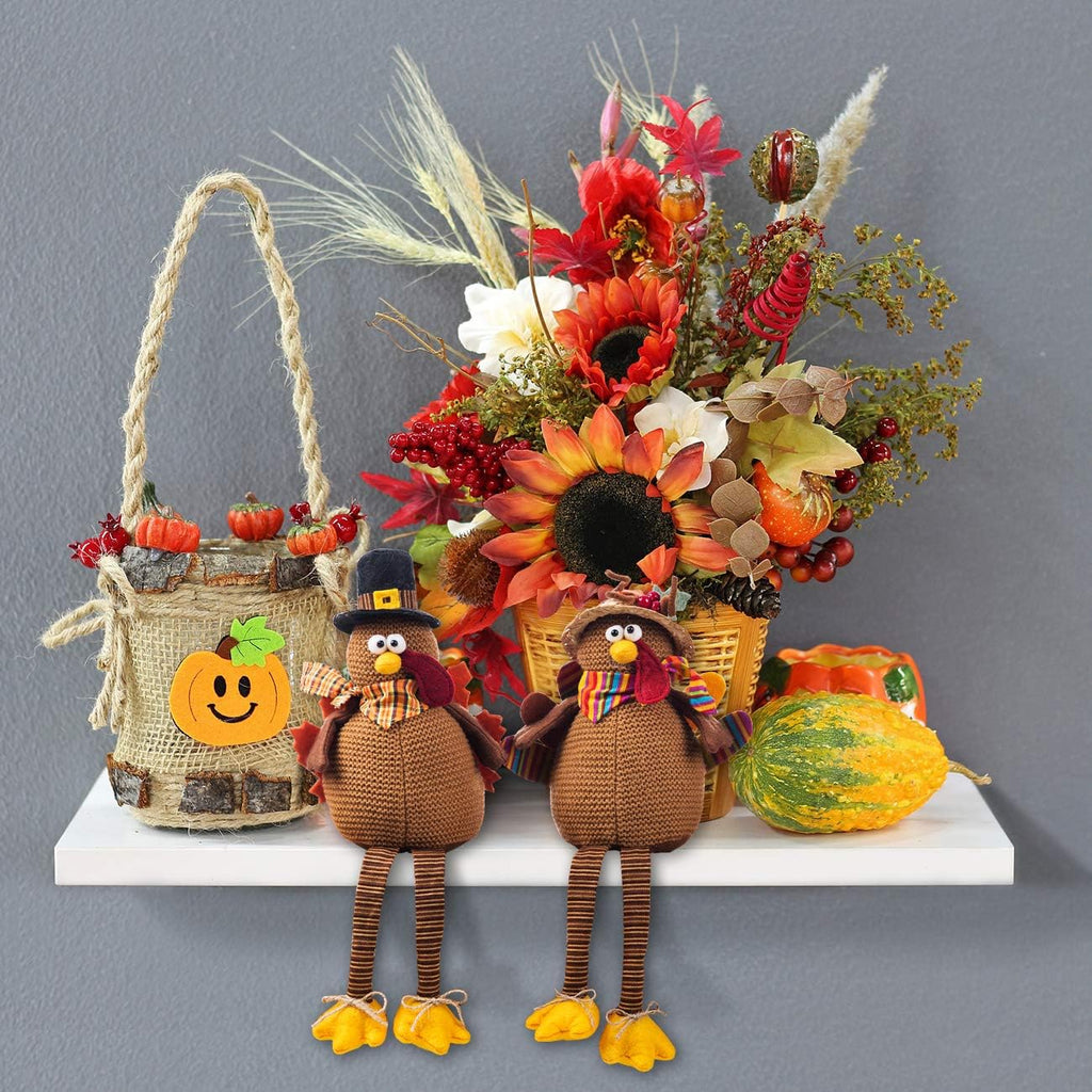 2 Pack Stuffed Turkey Couple Doll Thanksgiving Table Decoration