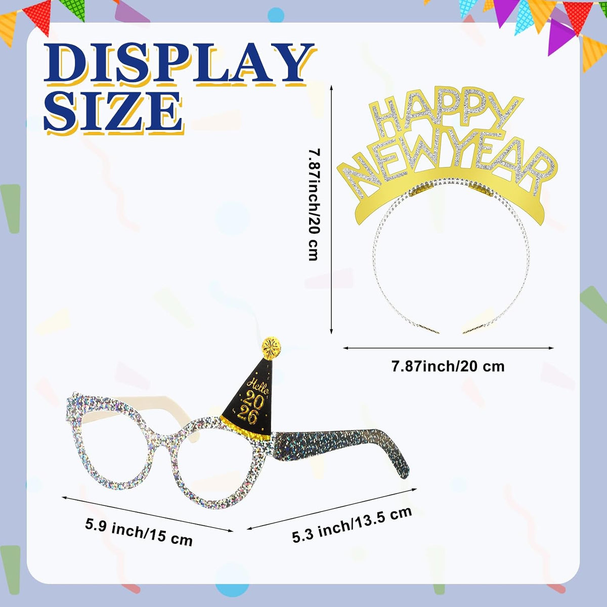 36 Pieces New Years Eve Party Crowns Glasses Blowers 2027