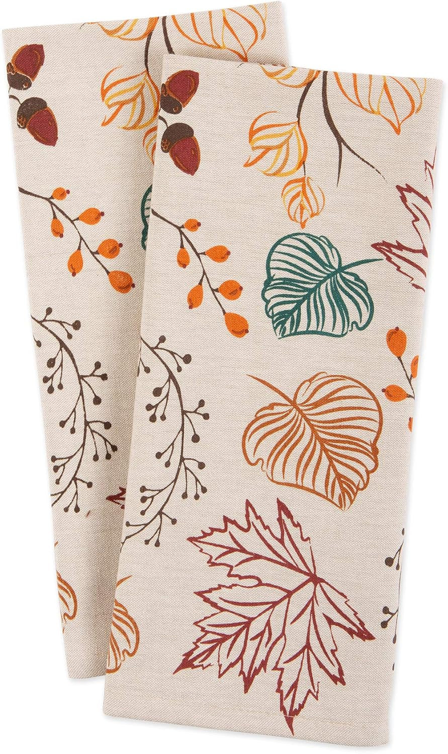 Fall Kitchen Towels for Kitchen Decorative Cotton Dish Towel Set, 18X28, Autumn Leaves, 2 Count