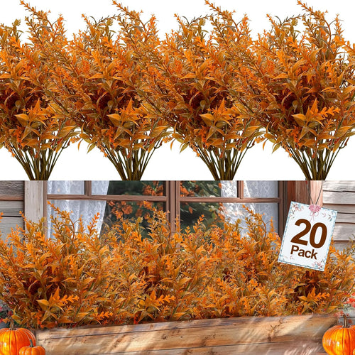 20 Bundles Artificial Fall Flowers for Outdoors Fall Decorations