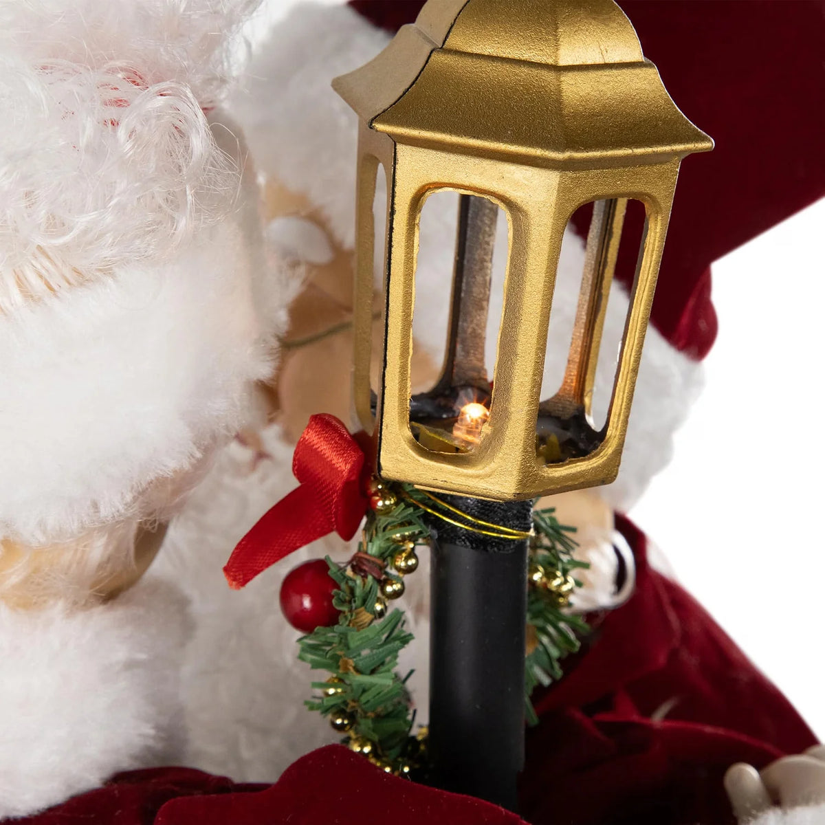 Animated and Musical Mr. and Mrs. Claus Merry Christmas with Lighted Lamppost Figure - 18"