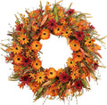 22" Orange Daisy Fall Wreath for Front Door