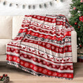 Red Reindeer and Snowflake Christmas Fleece Throw (50 x 60 in)