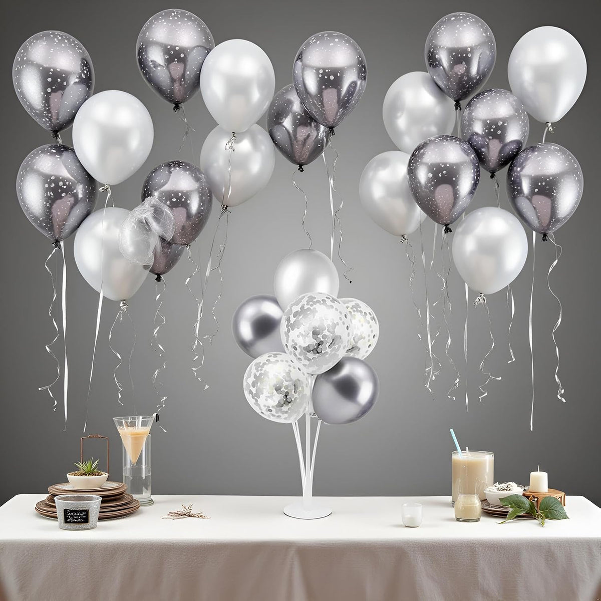 4Set Silver Balloon Stand Table Centerpieces Party Decor