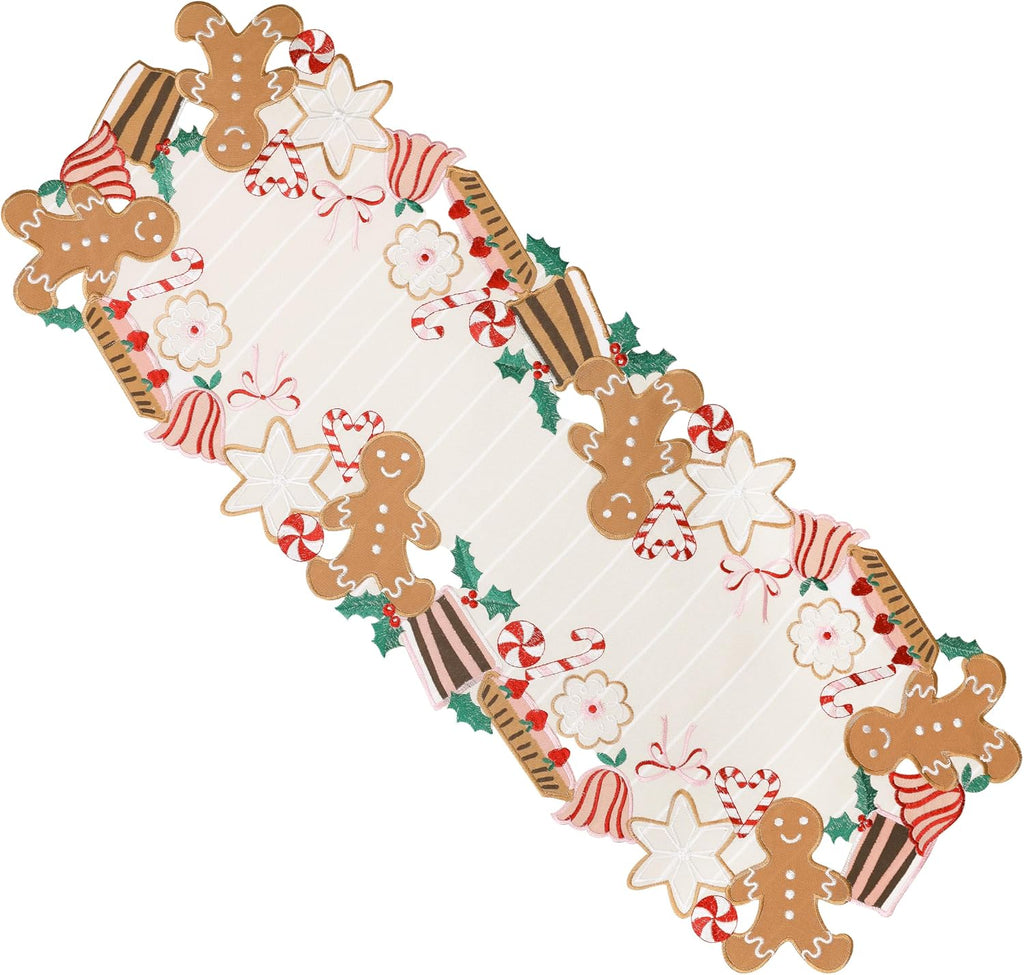 Gingerbread Table Runner Christmas Decorations Candy Cane 36 Inches Long
