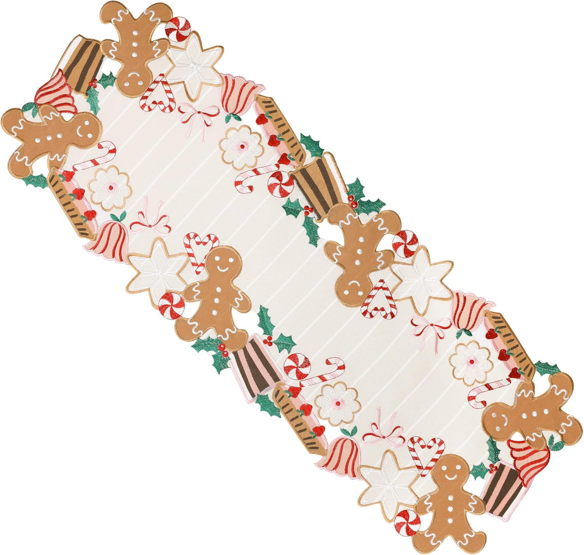 Gingerbread Table Runner Christmas Decorations Candy Cane 36 Inches Long