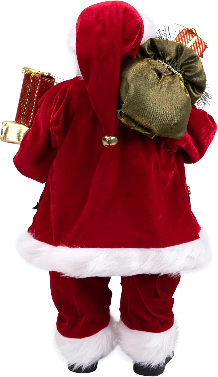 24" Red Holly Berry Standing Santa Claus with Presents and Gift Bag Christmas Figurine