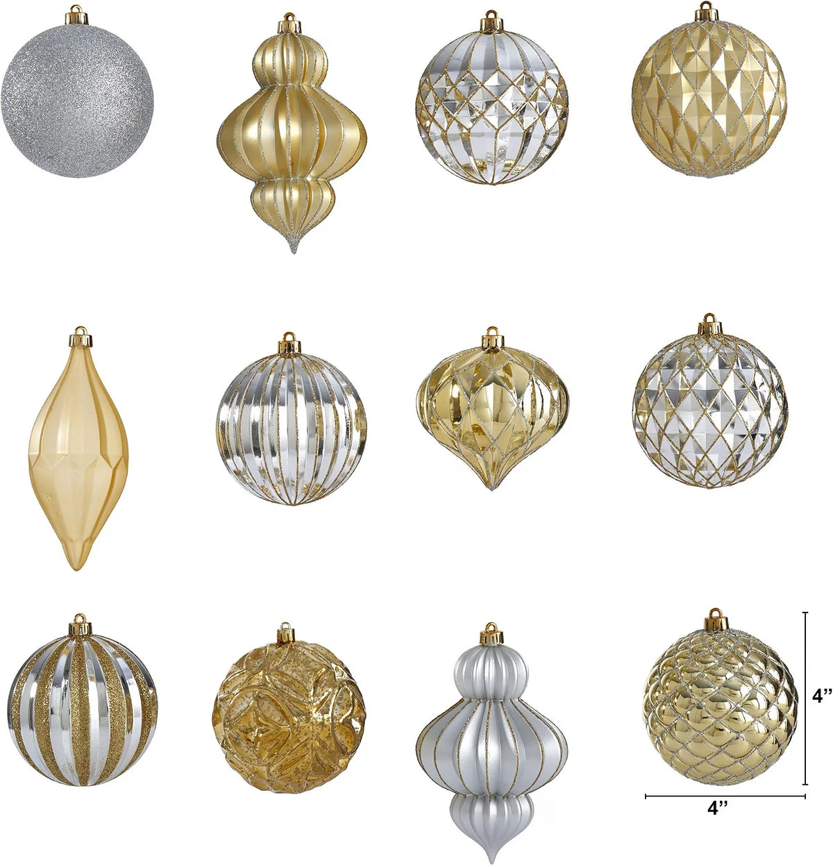 Holiday Lux Shatterproof, 12 Count Christmas Tree Ornament Set, 100Mm with Re-Useable Box