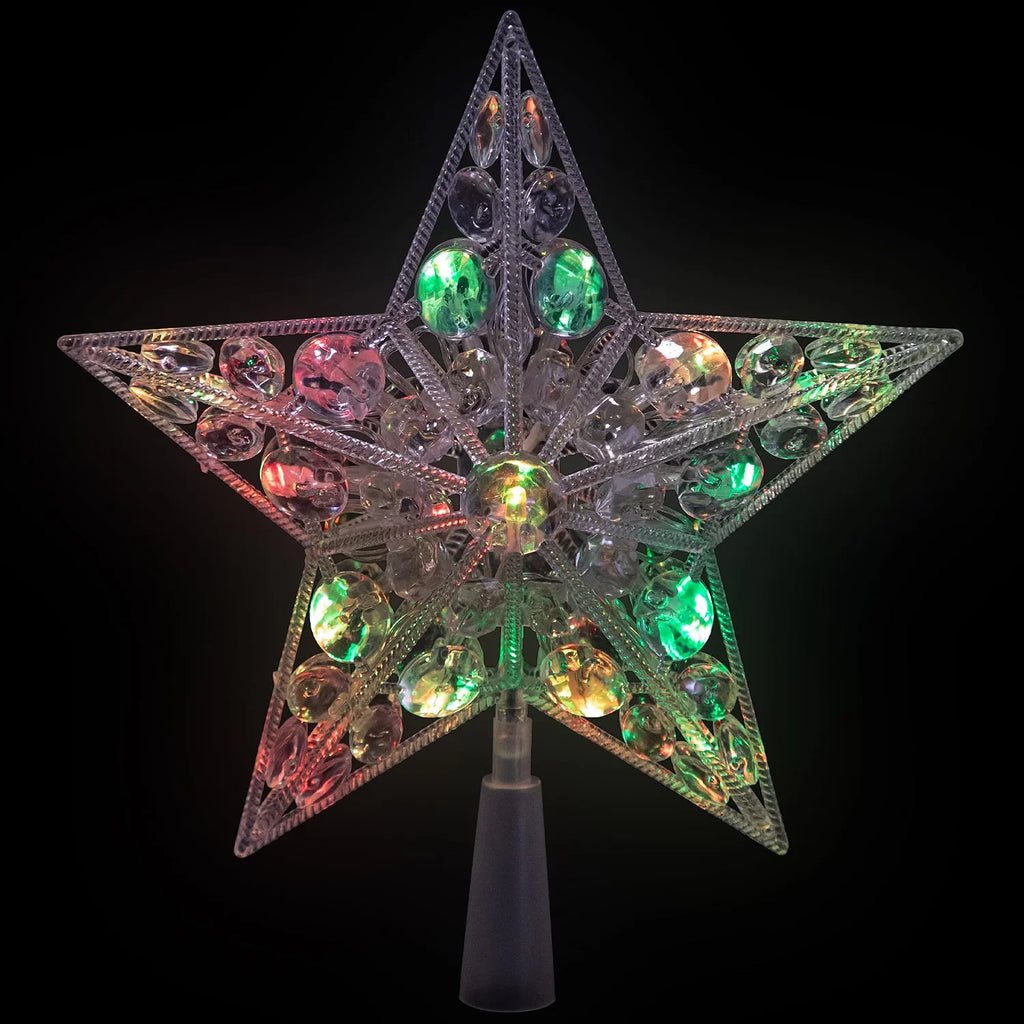 LED Lighted Color Changing Jeweled Star Christmas Tree Topper - 9.5"