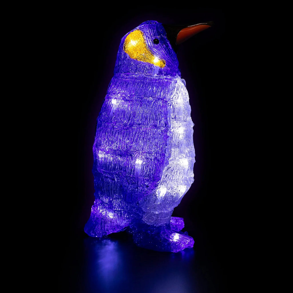 Lighted Commercial Grade Acrylic Penguin Christmas Display Decoration, 12.5", Blue