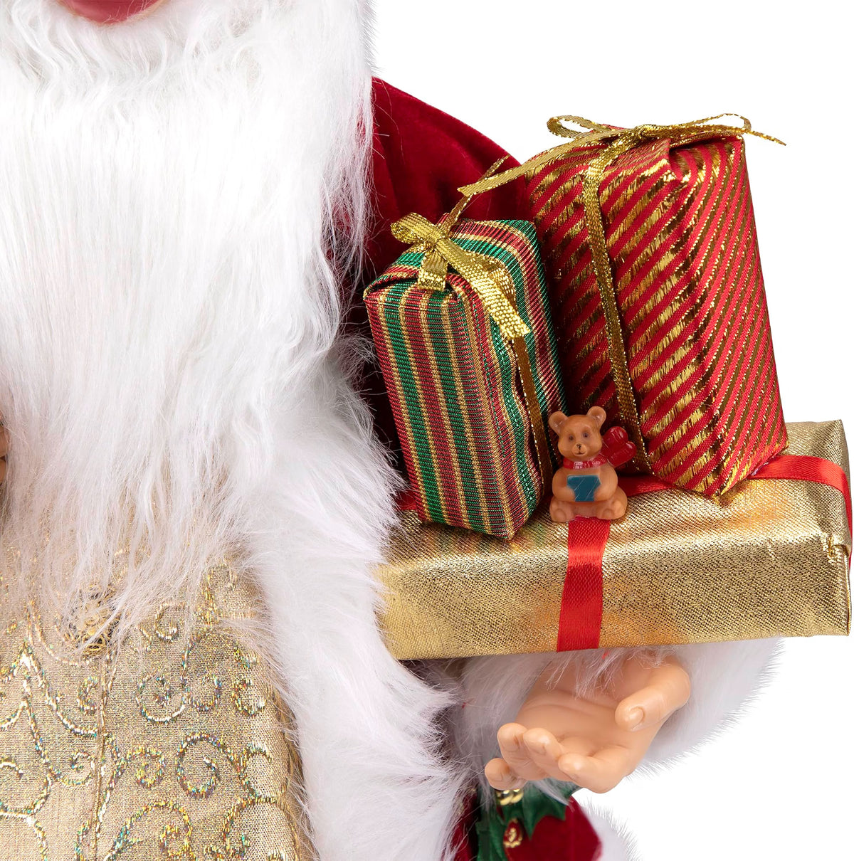 24" Red Holly Berry Standing Santa Claus with Presents and Gift Bag Christmas Figurine