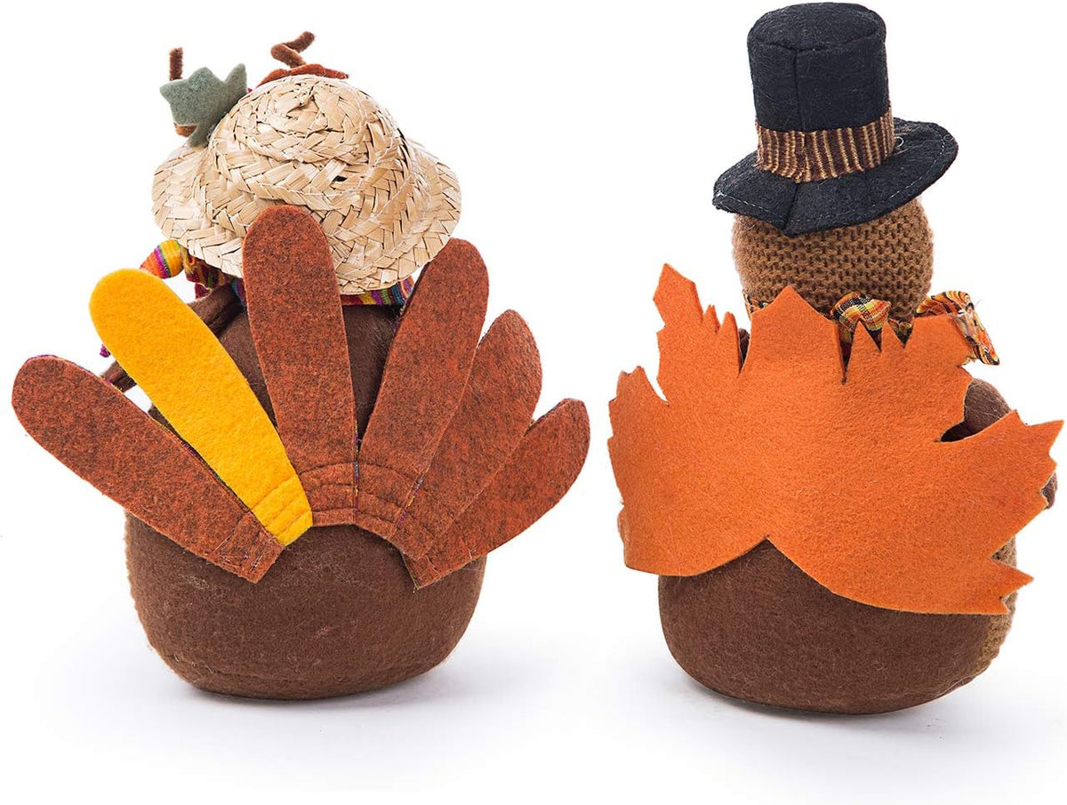 2 Pack Stuffed Turkey Couple Doll Thanksgiving Table Decoration