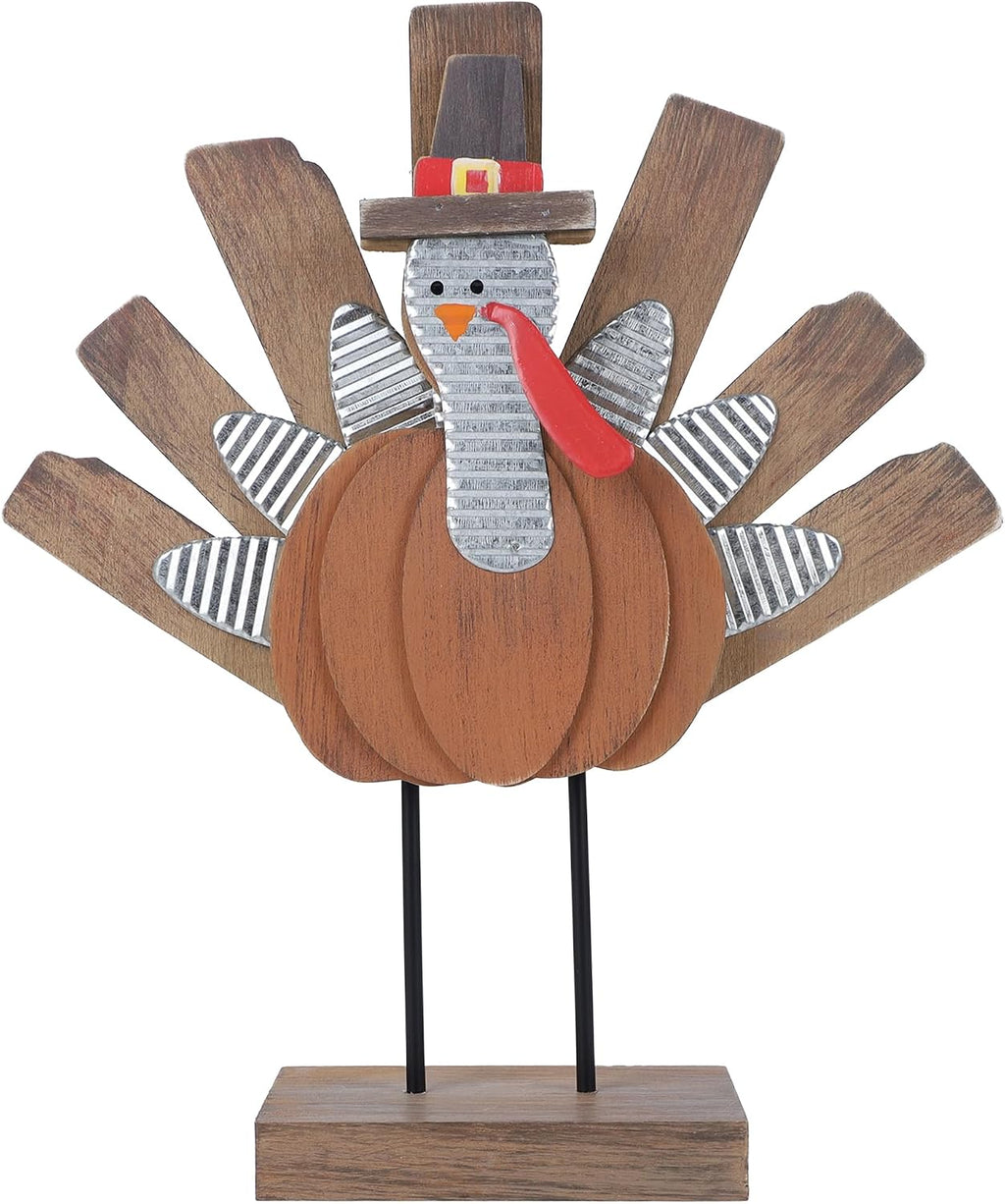 Wooden Standing Turkey Thanksgiving Table Decoration