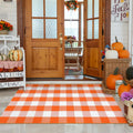 Orange Buffalo Plaid Fall Porch Rug (3 x 5 ft)