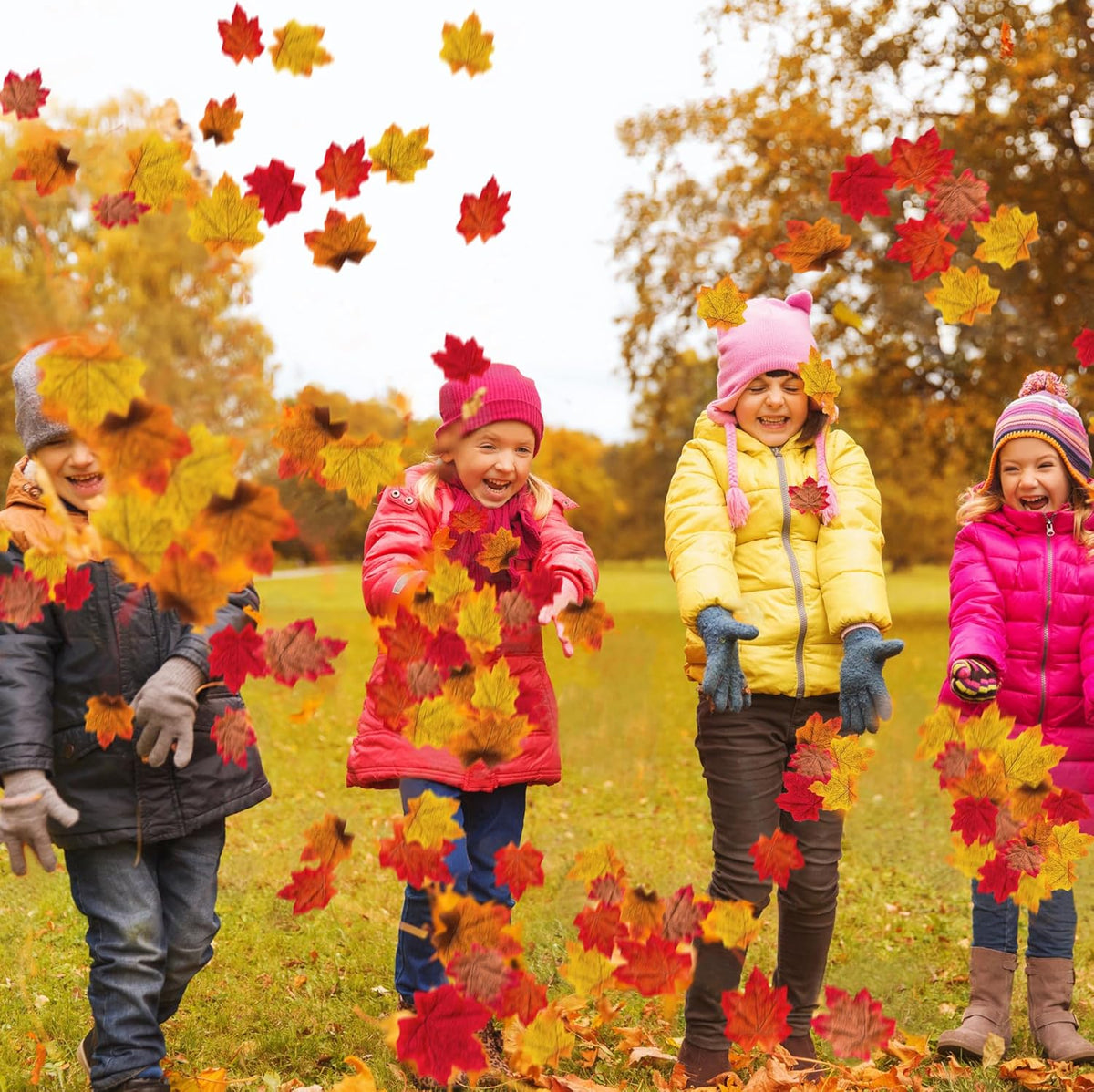 1100PCS Maple Leaves Fall Artificial Bulk Autumn Decor