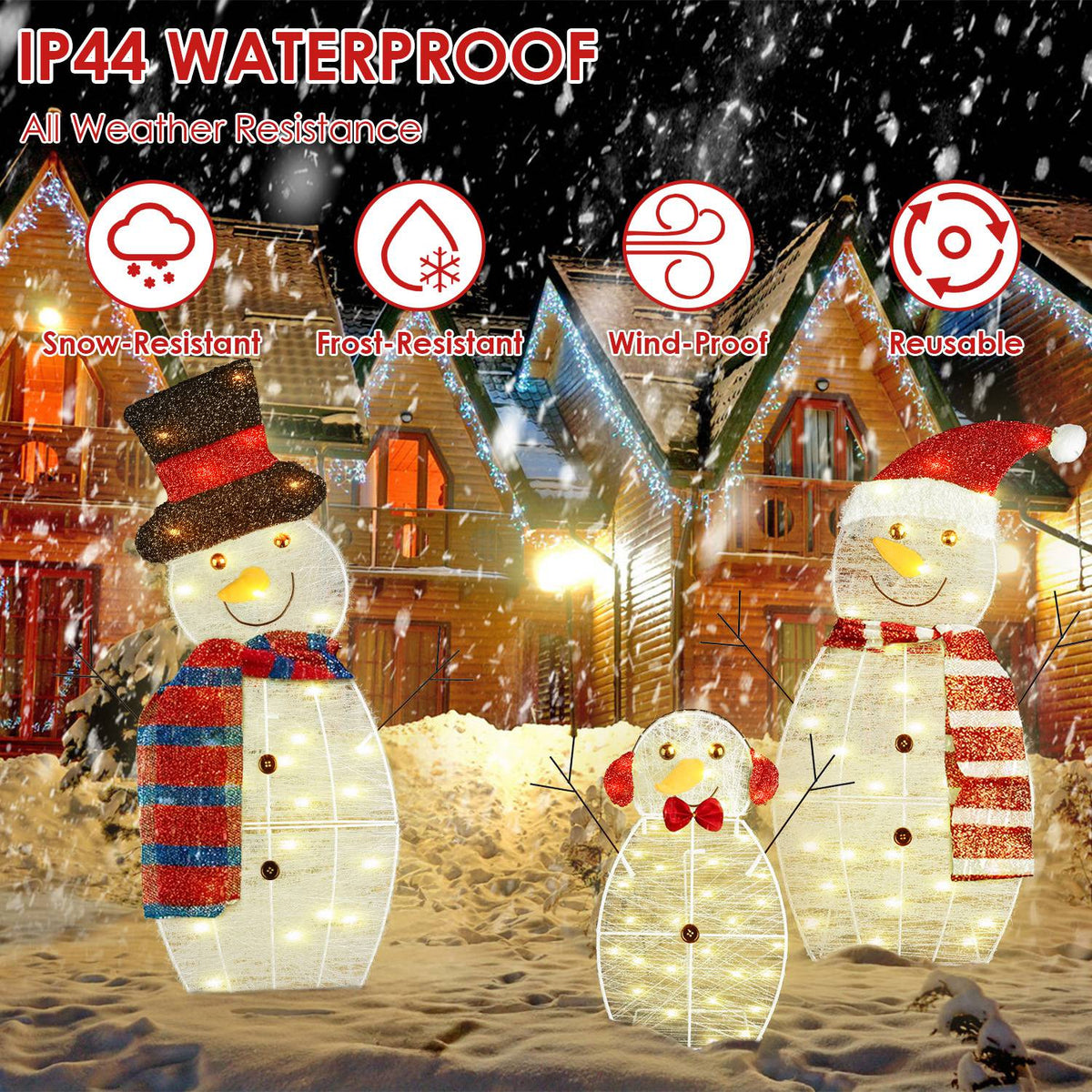 Lighted Snowman Family Yard Decoration, Set of 3