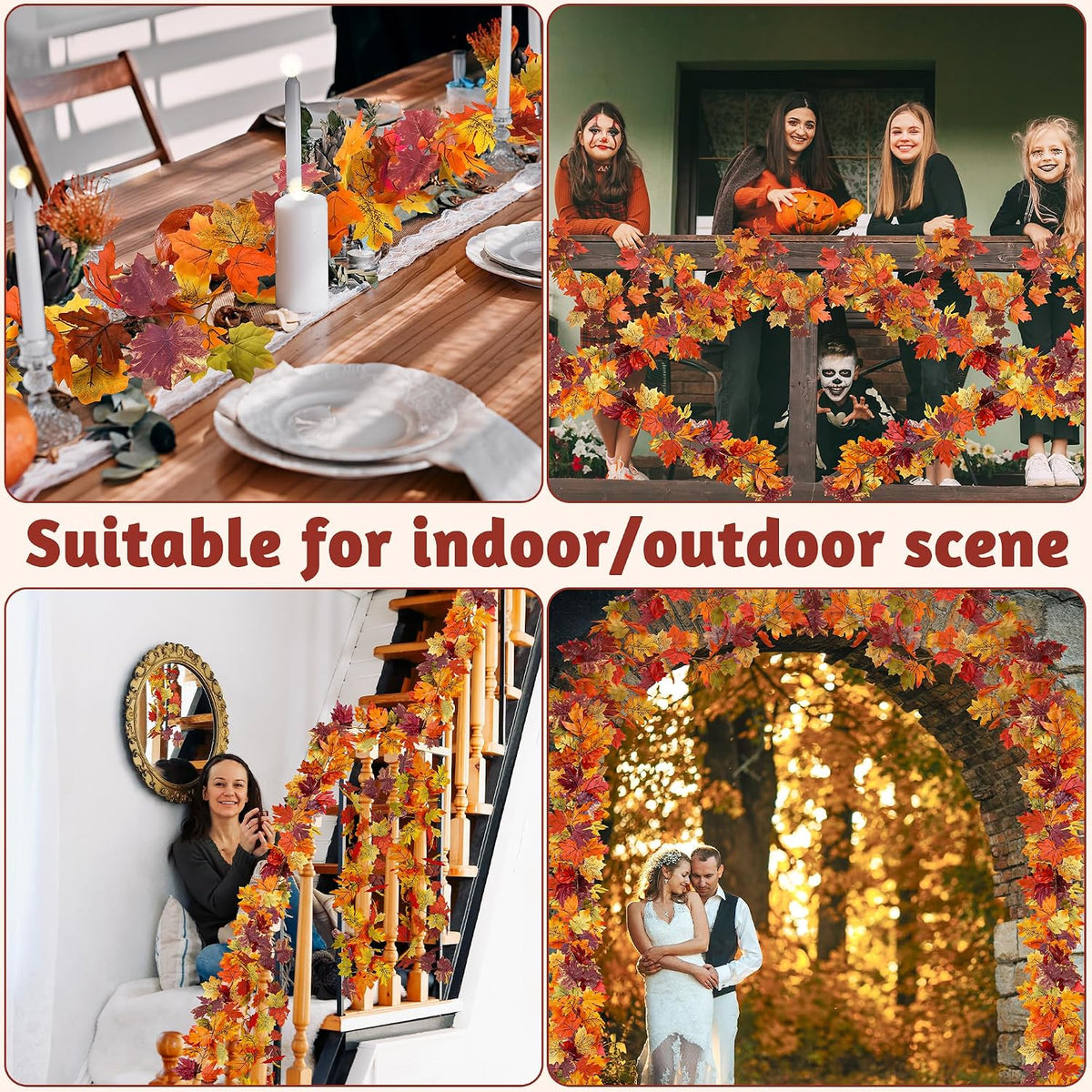11.8FT 2Pack Fall Garland for Thankgiving Decorations for Home Mantle Decor
