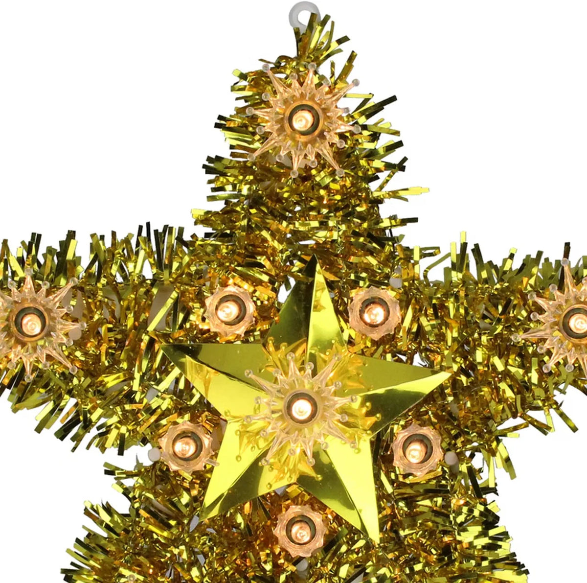 7" Lighted Gold Star Christmas Tree Topper - Clear Lights