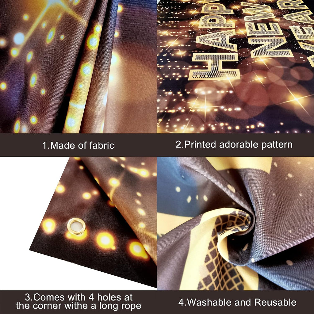 , Xtralarge Happy New Year Banner - 72 X 44 Inch | Happy New Year Backdrop for New Years Decorations 2027| NYE Eve Banner for NYE Decorations 2027| New Years Eve Party Supplies 2027