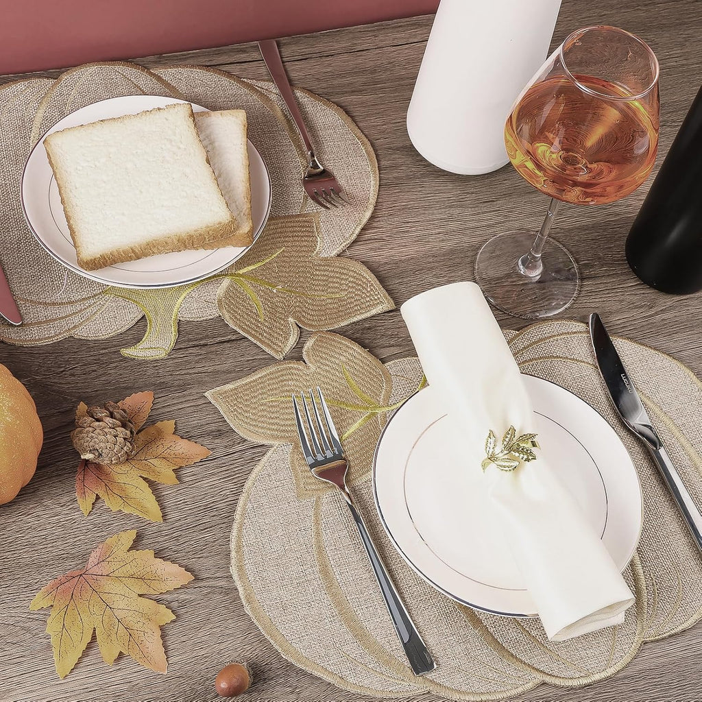 Fall Thanksgiving Pumpkin Placemats Set of 4 Fall Autumn Table Decorations Indoor Farmhouse Harvest Pumpkins Table round Placemats for Party Kitchen Dinning