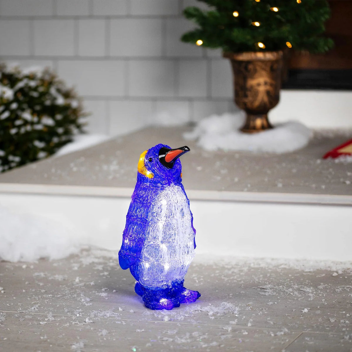 Lighted Commercial Grade Acrylic Penguin Christmas Display Decoration, 12.5", Blue