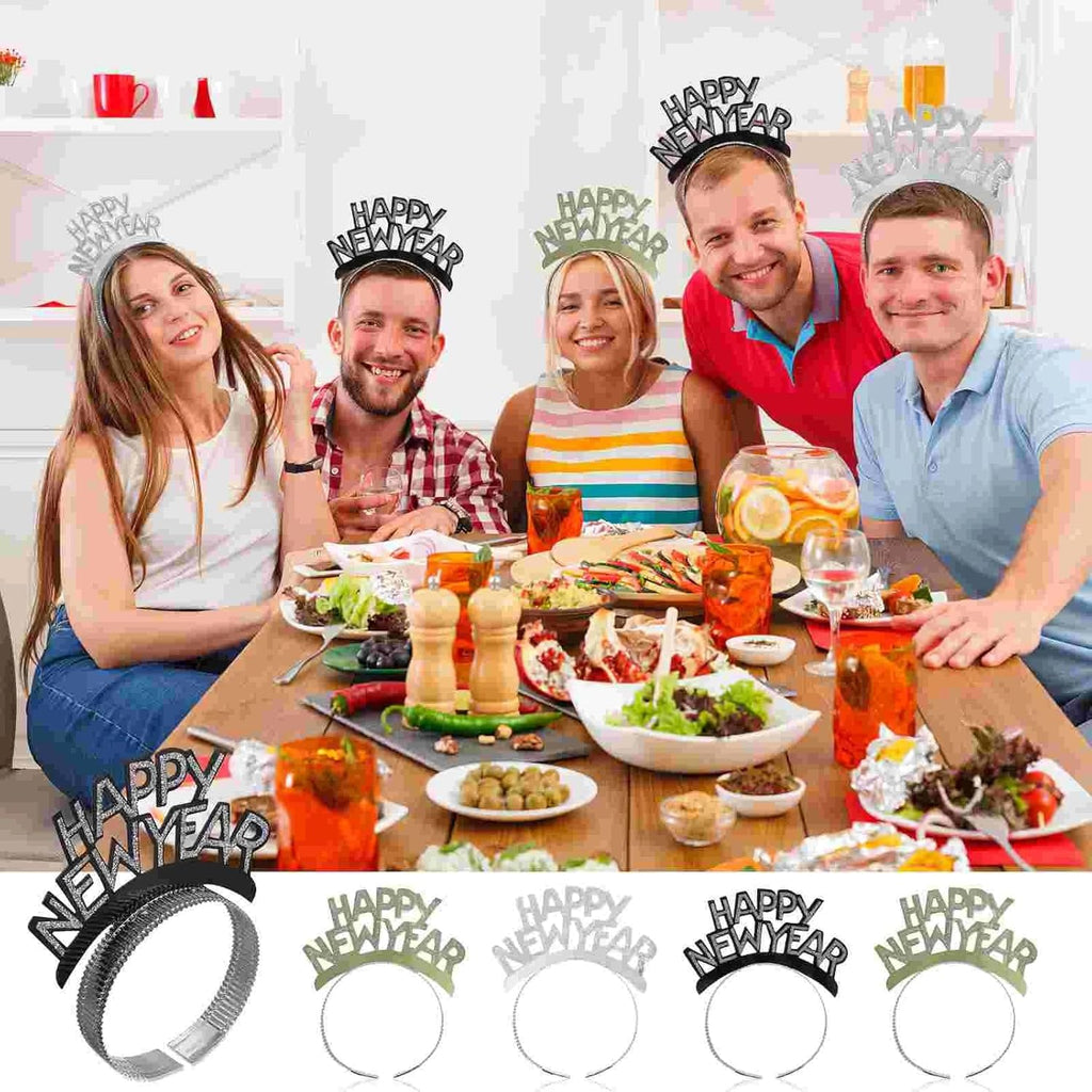 12Pcs New Year'S Headbands and Hats - NYE Crown, Happy New Year Headband, Party Hats, Eve Party Headbands, Tiara Accessories for Happy New Year Party