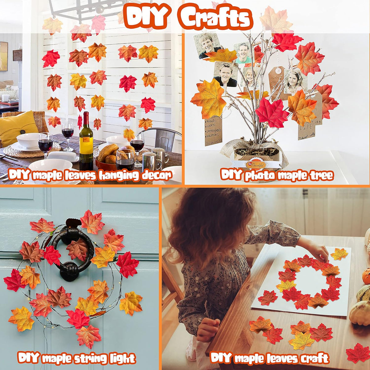 1100PCS Maple Leaves Fall Artificial Bulk Autumn Decor