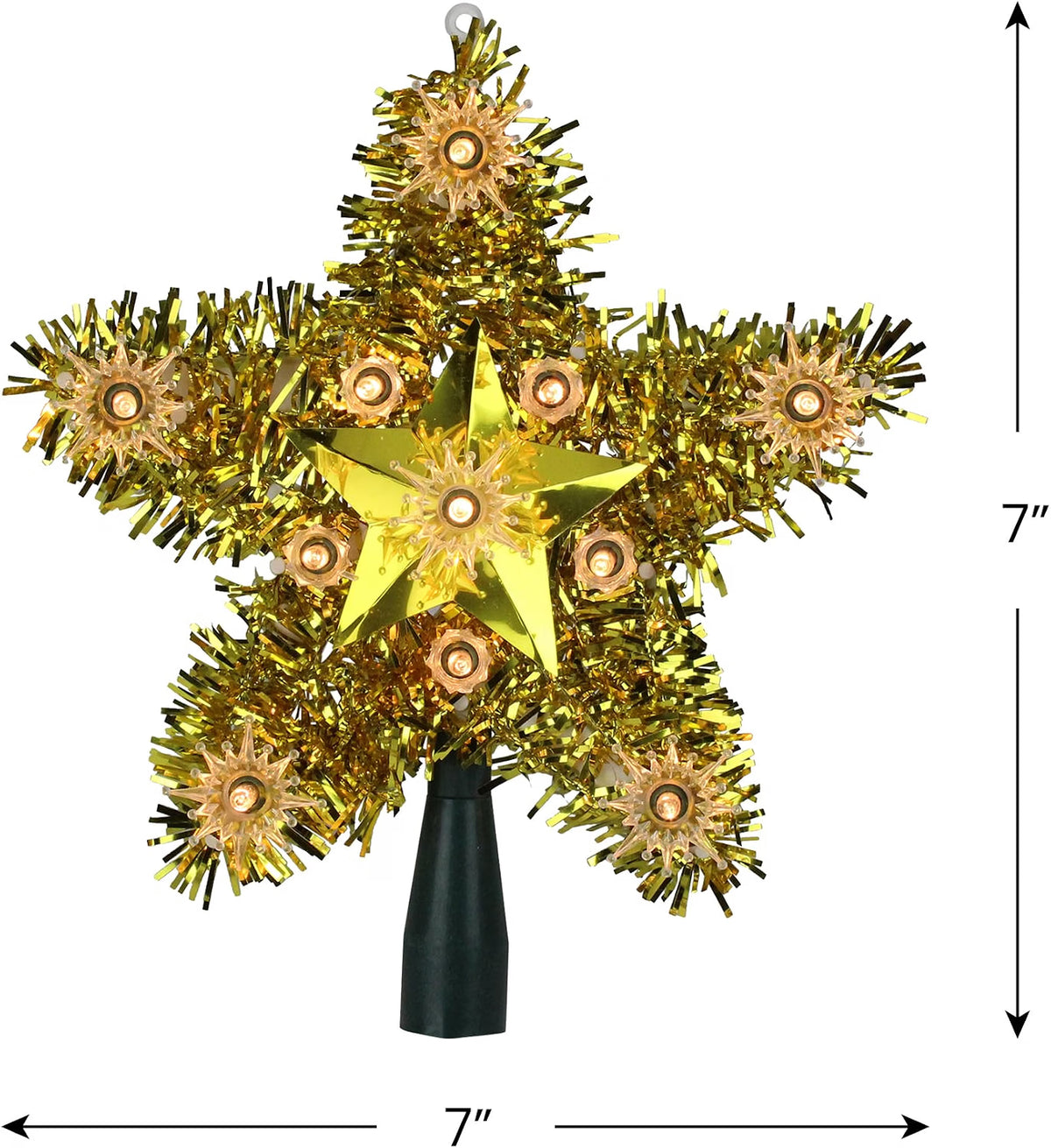 7" Lighted Gold Star Christmas Tree Topper - Clear Lights