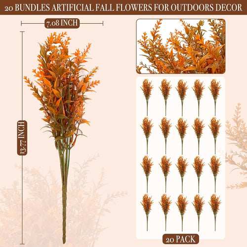 20 Bundles Artificial Fall Flowers for Outdoors Fall Decorations