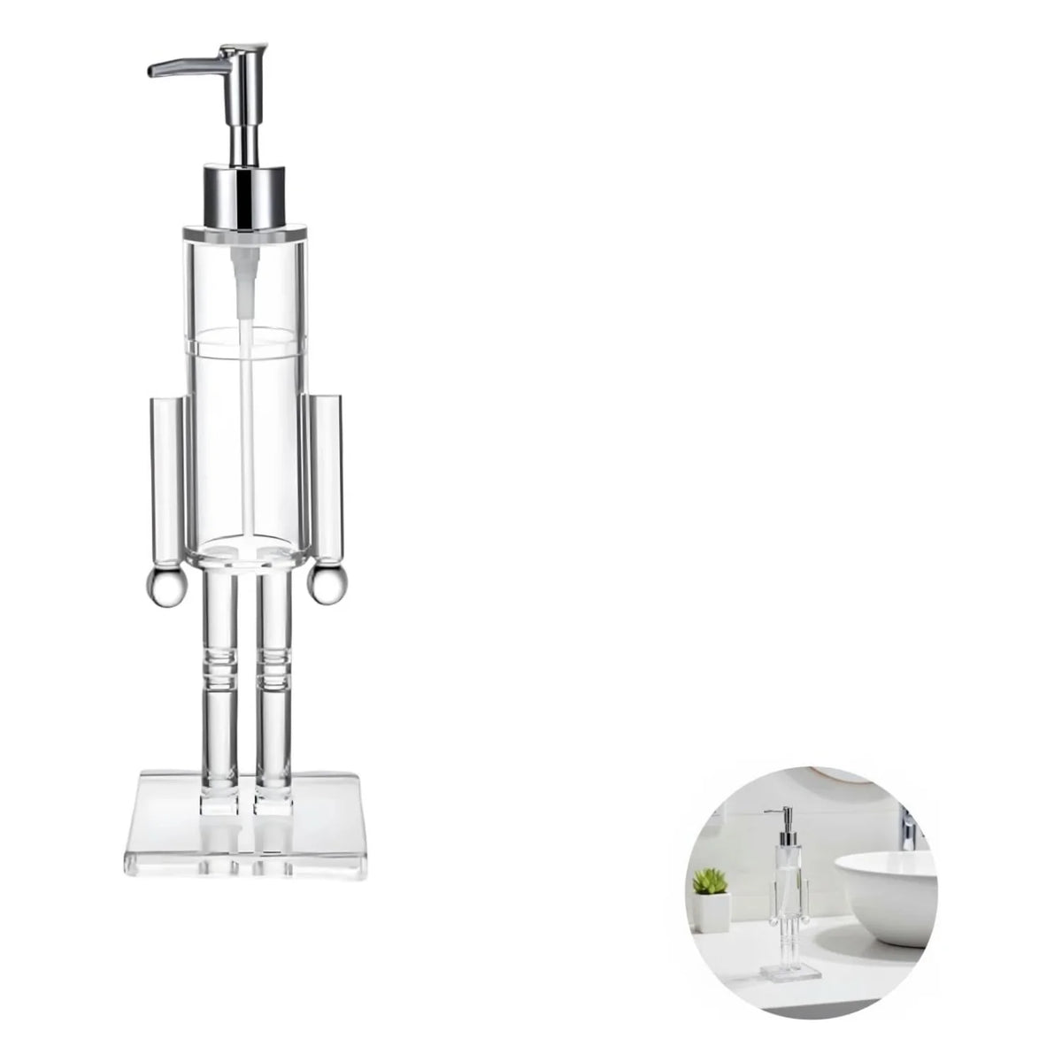 Nutcracker Liquid Soap Dispenser, Clear Refillable Lotion Pump for Christmas Decor