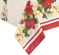 Red and White Poinsettia Tablecloth (60 x 120 in)