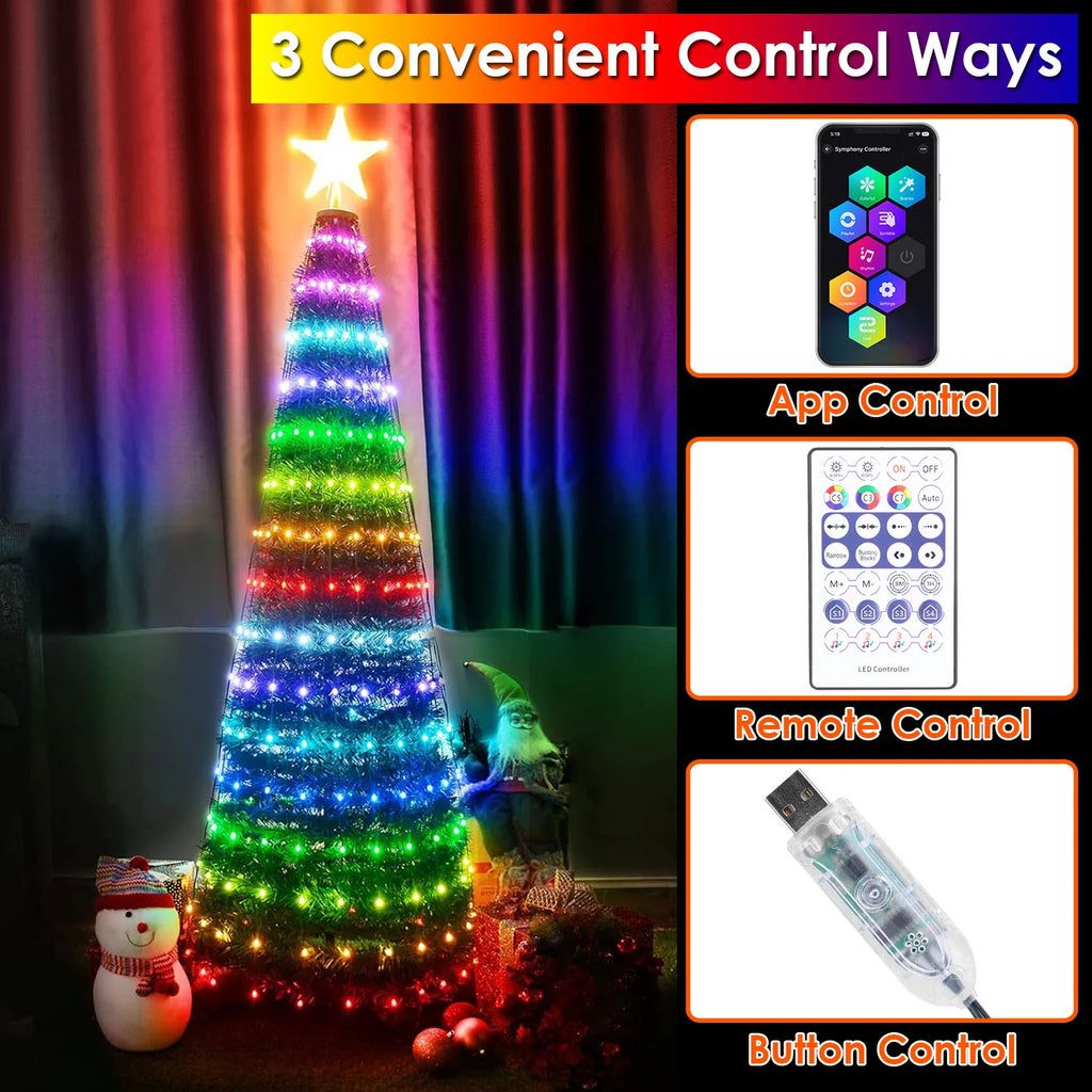 Collapsible Lighted Christmas Tree with Remote & App Control