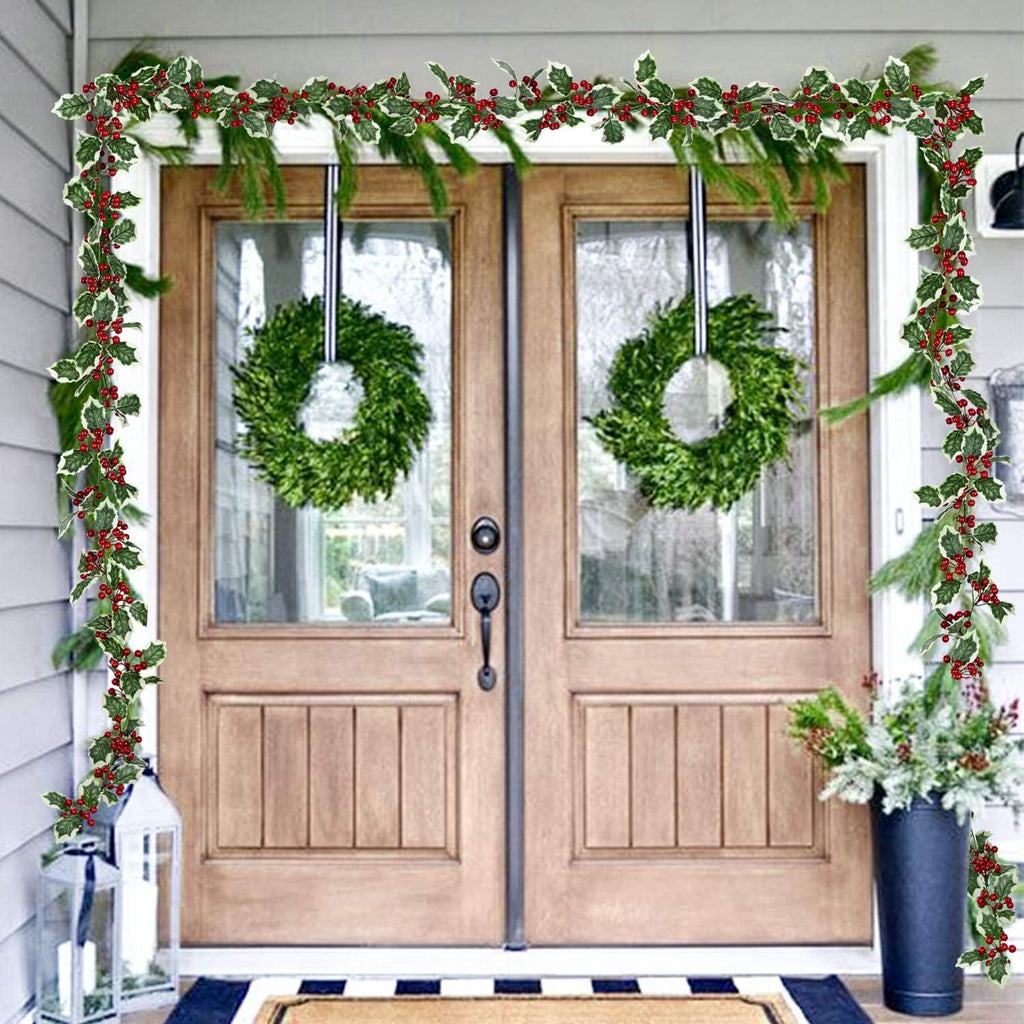 6FT Red Berry Christmas Garland, Flexible Artificial Berry Garland for Indoor Outdoor Home Fireplace Decoration for Winter Christmas Holiday New Year Decor