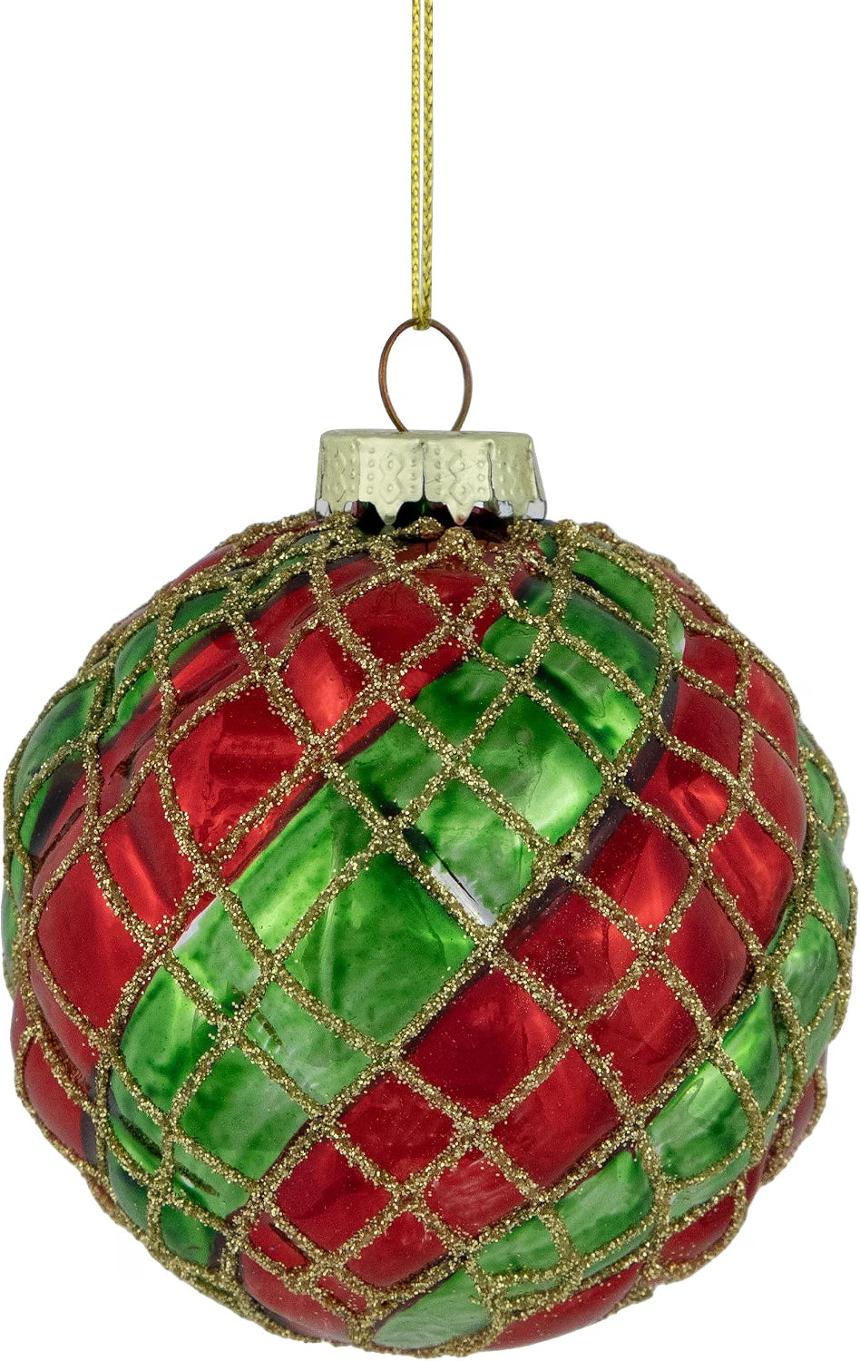 Glitter Lattice Glass Ball Ornaments, 3 Inch, Set of 4