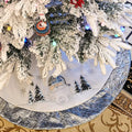Silver and White Embroidered Santa Tree Skirt, 36 in