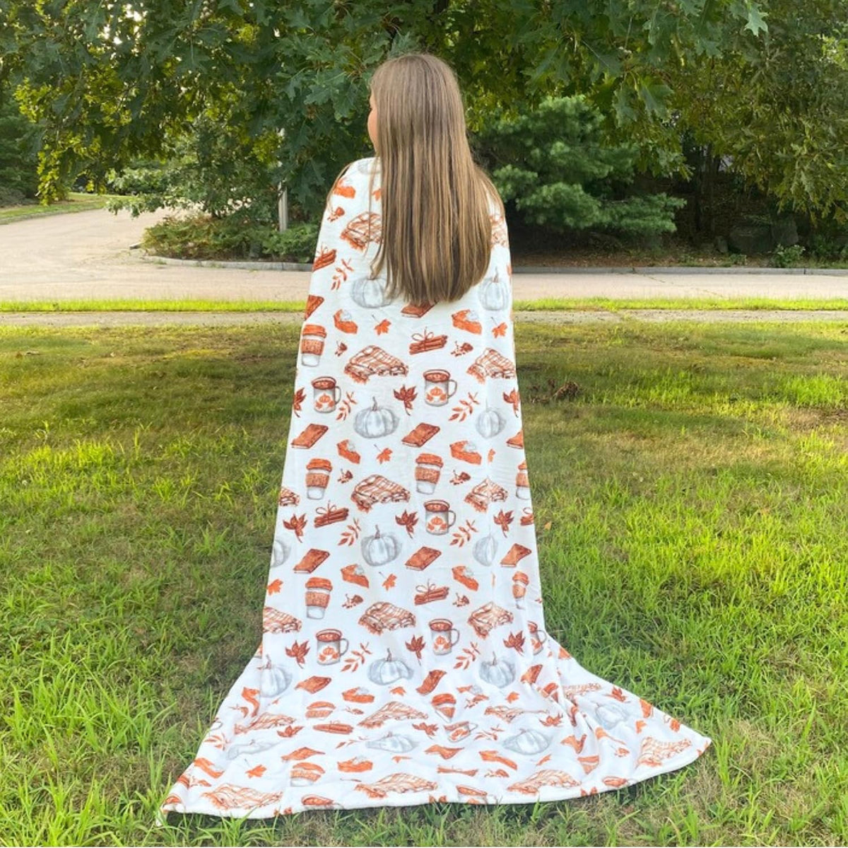 Fall Soft Fleece Throw Blanket, Pumpkin Spice Design, 50X70, Oversized