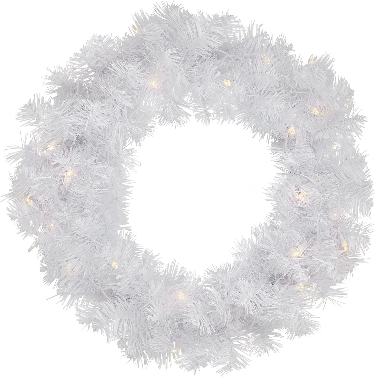 Pre-Lit White Iridescent Pine Christmas Wreath, 24 Inch