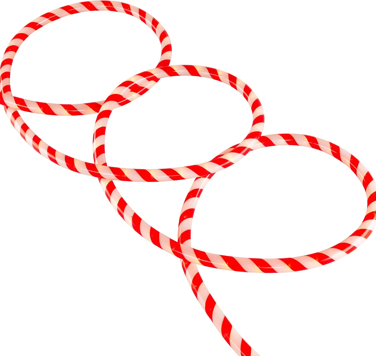 Striped Candy Cane Christmas Rope Lights - Red and White - 18'