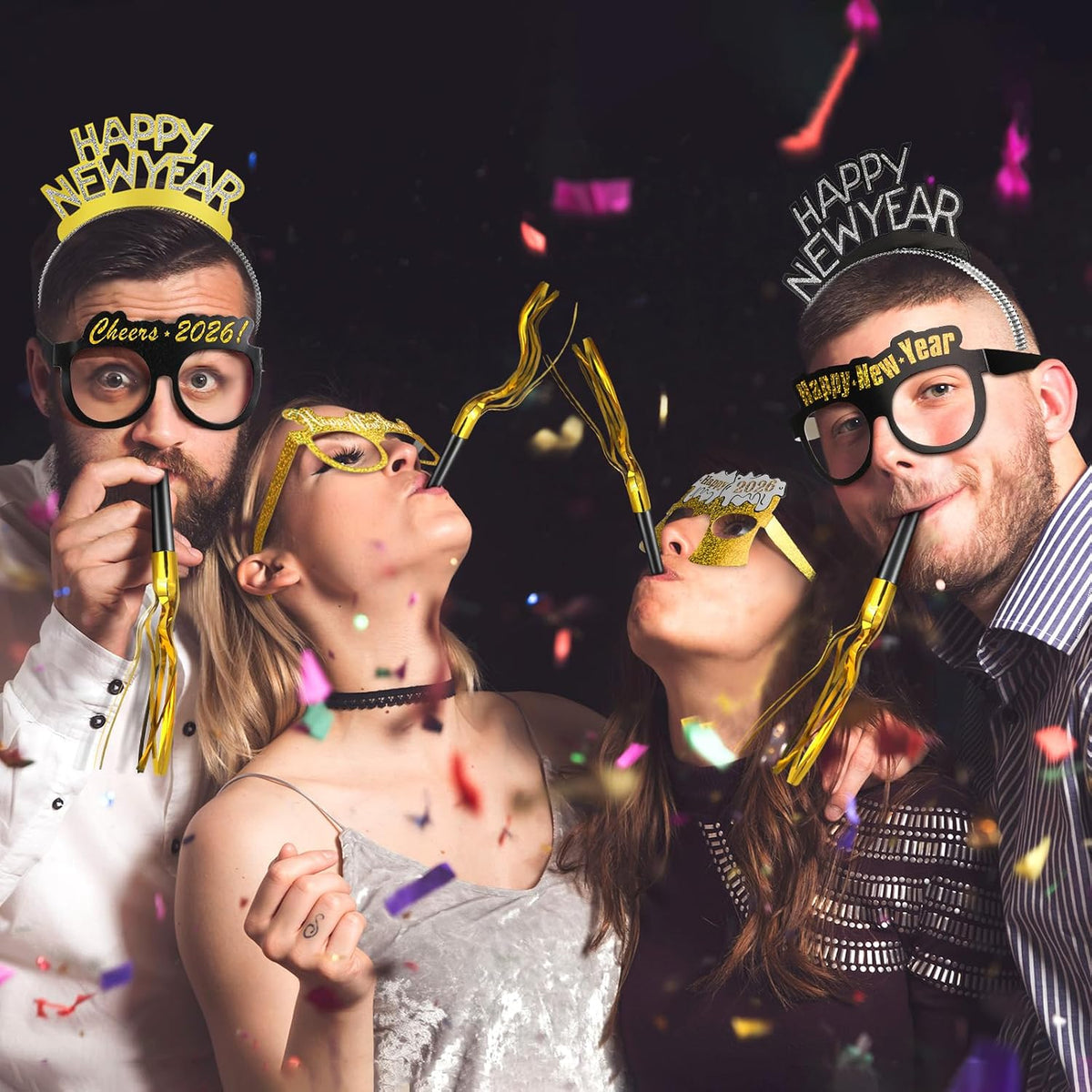 36 Pieces New Years Eve Party Crowns Glasses Blowers 2027