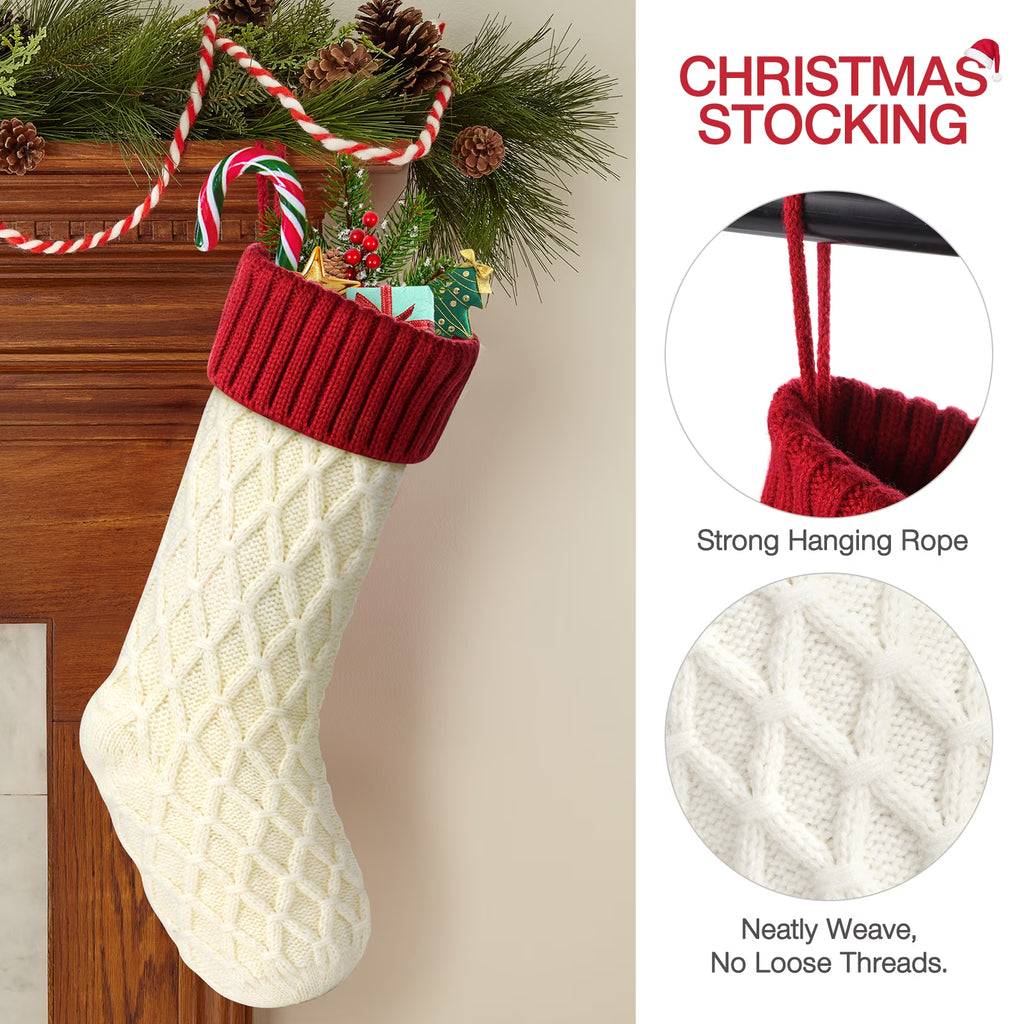 6Pcs Christmas Stockings, Large Xmas Stockings Double-Sided 18 Inches Fireplace Stockings for Family Christmas Decorations (Red,White,Green)