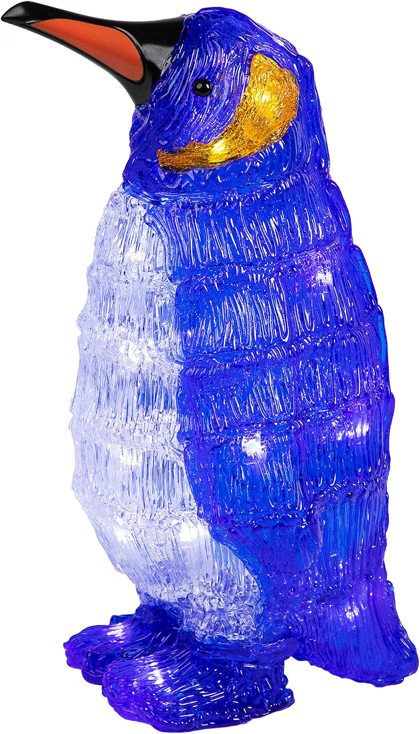 Lighted Commercial Grade Acrylic Penguin Christmas Display Decoration, 12.5", Blue