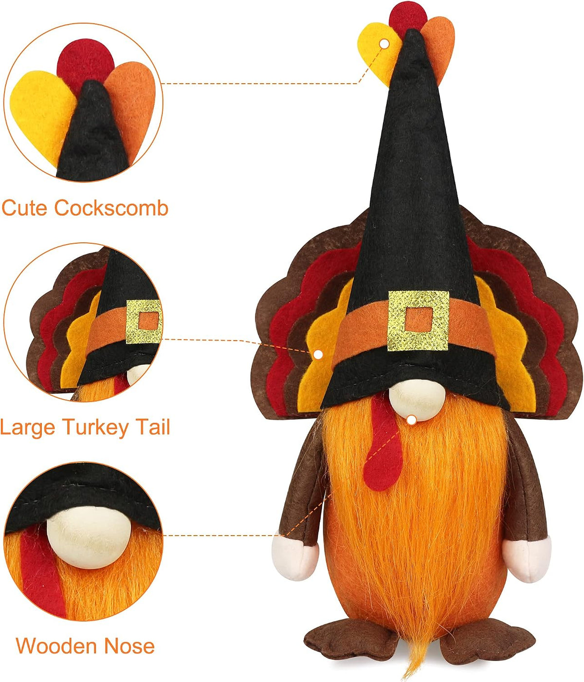 Mr and Mrs Thanksgiving Gnome Plush Decorations - 2 Pcs Turkey Gnomes Handmade Scandinavian Autumn Tomte - Fall Season Decor, Tiered Tray Decor, Thanksgiving Table Decoration, Housewarming Present