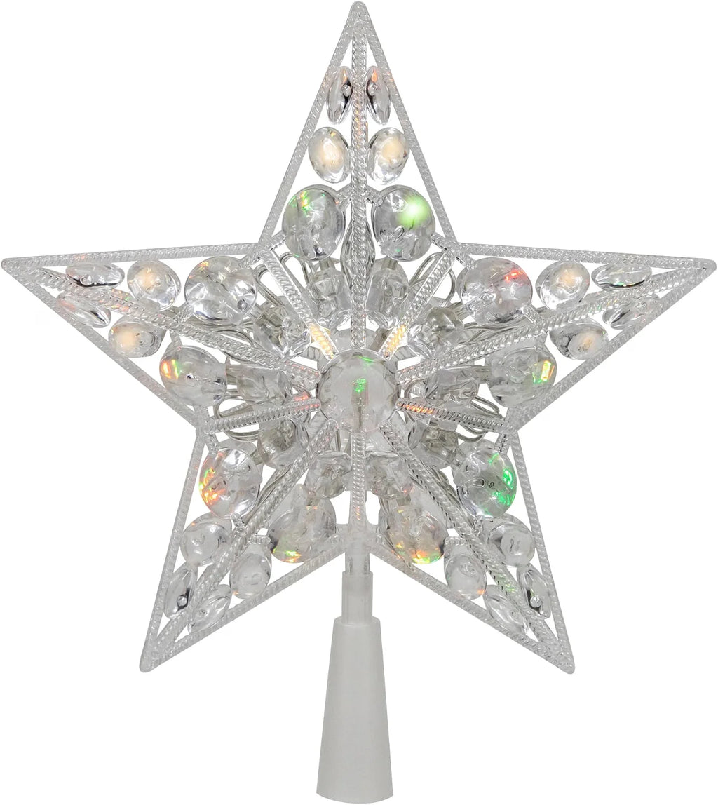 Color-Changing LED Jeweled Star Tree Topper, 9.5 Inch