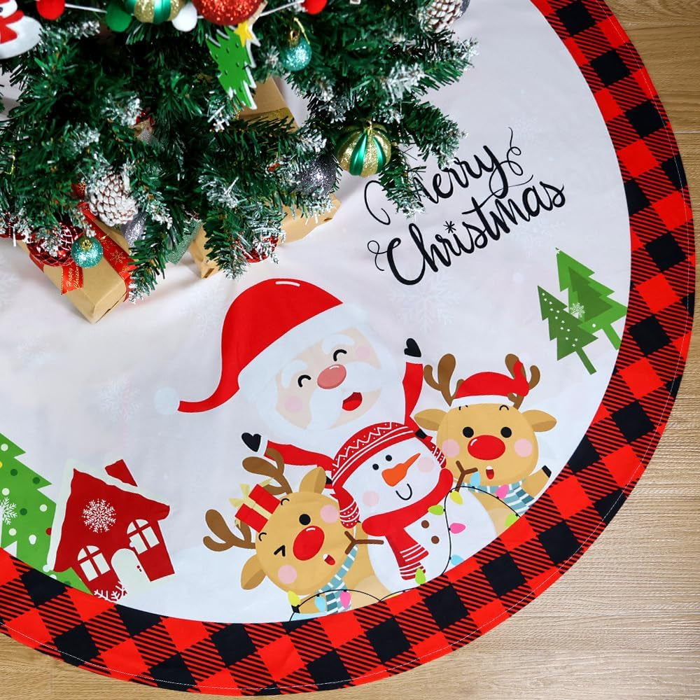 Red and Black Buffalo Plaid Santa Tree Skirt, 48 in