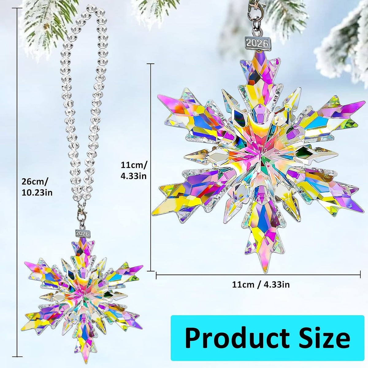 Crystal Christmas Ornaments 2026, Glass Snowflake Ornament,Beautiful Unique