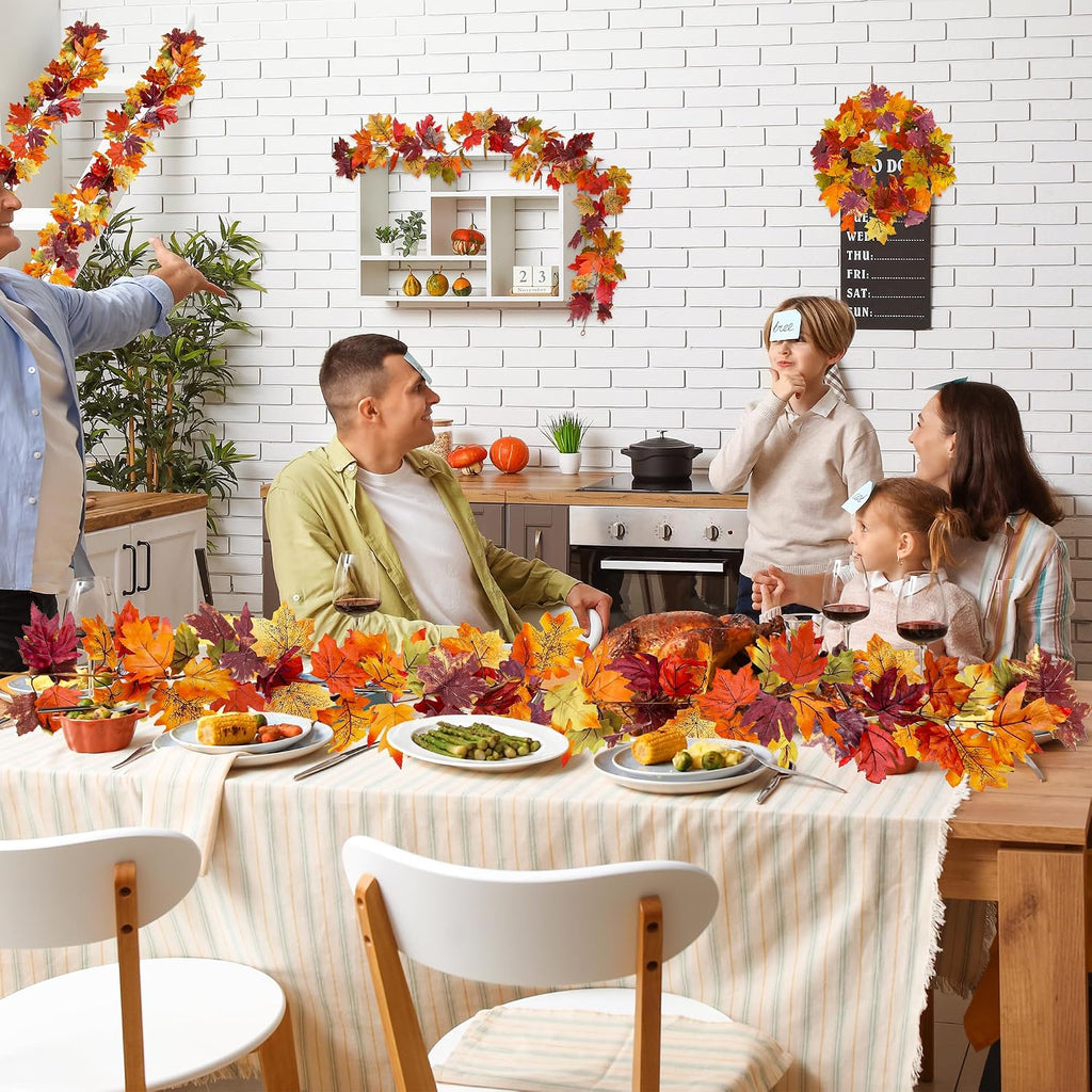 11.8FT 2Pack Fall Garland for Thankgiving Decorations for Home Mantle Decor