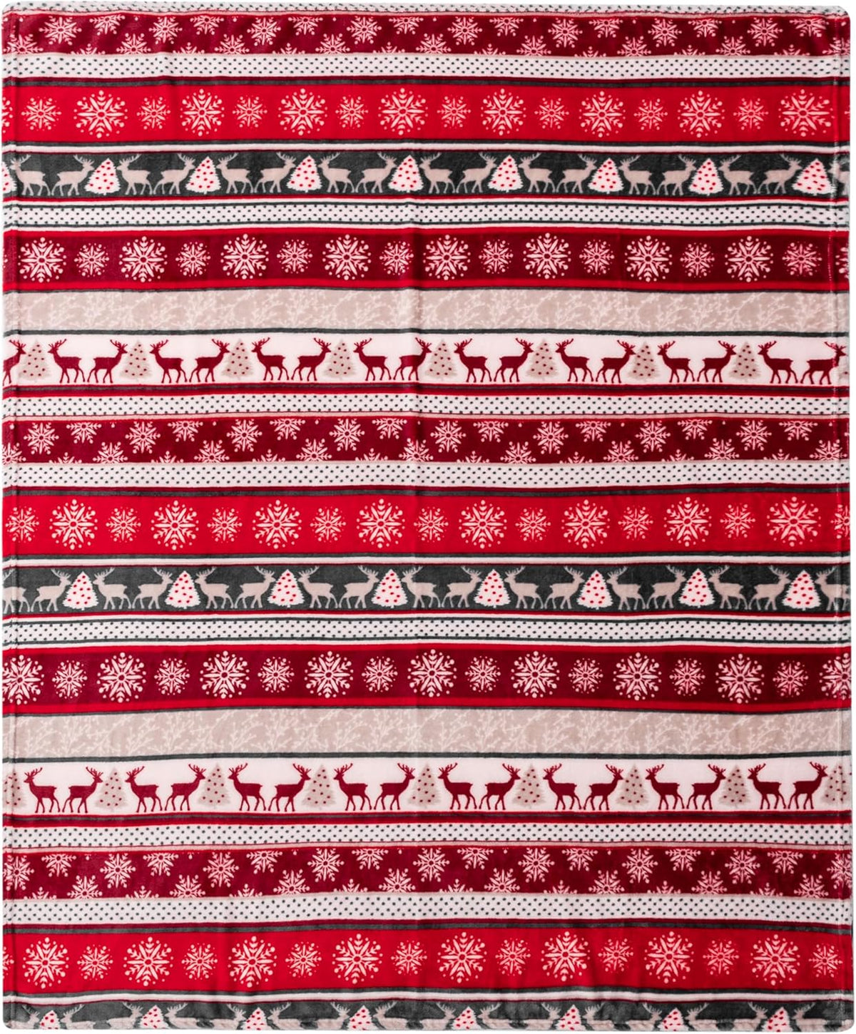 Christmas Reindeer Snowflake Throw Blanket, Red Winter Fleece 50X60